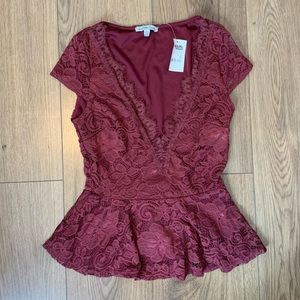 Charlotte Russe burgundy night blouse size XS